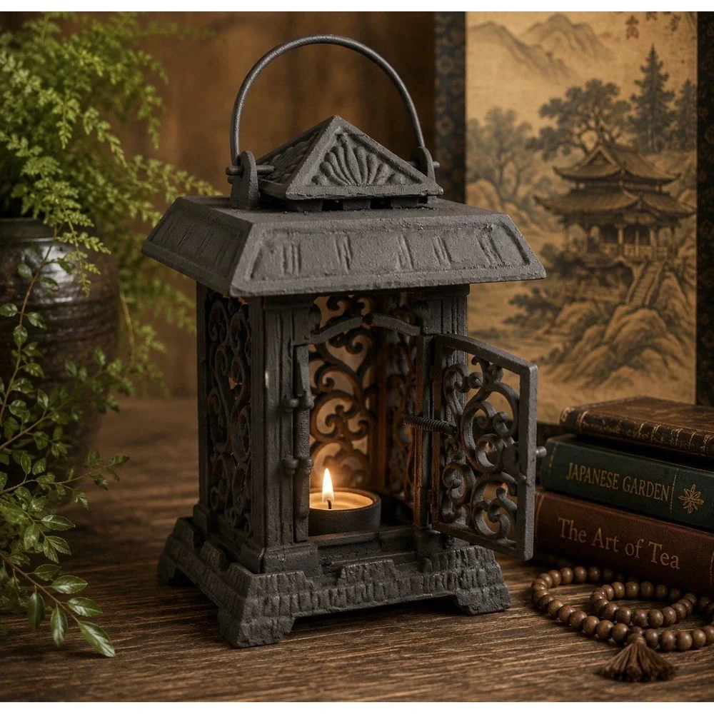 Vintage Cast Iron Pagoda Lantern 10
